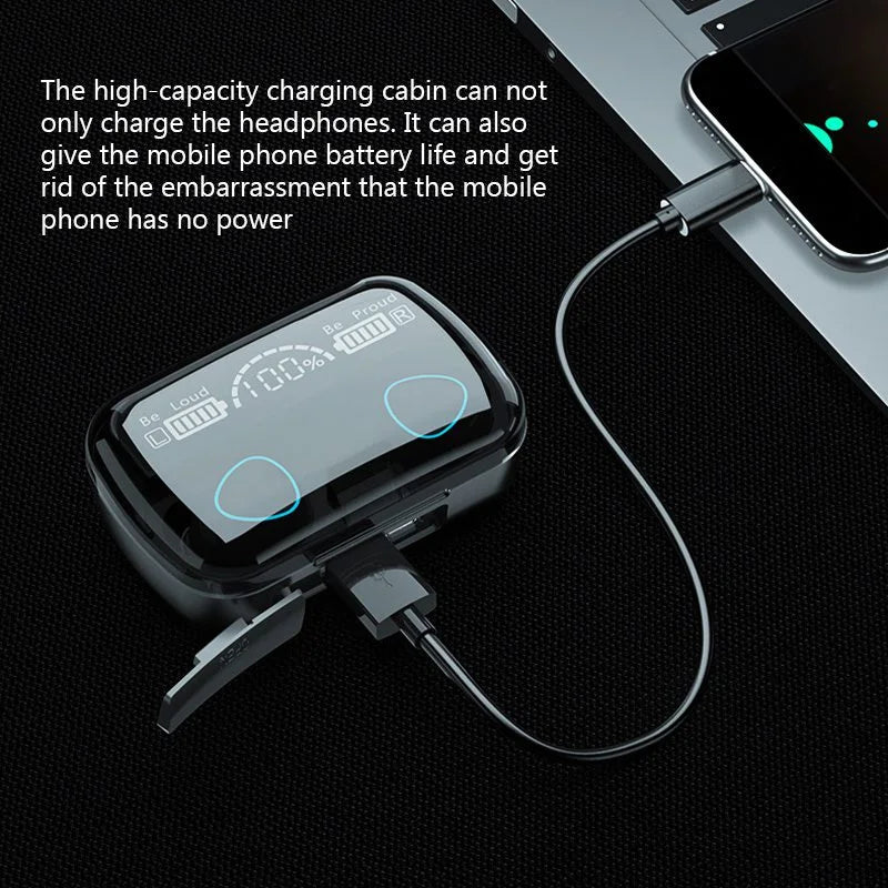TWS Wireless Bluetooth Earbuds with LED Digital Display | 220H Battery Backup | Touch Control Waterproof Earphones with Charging Case