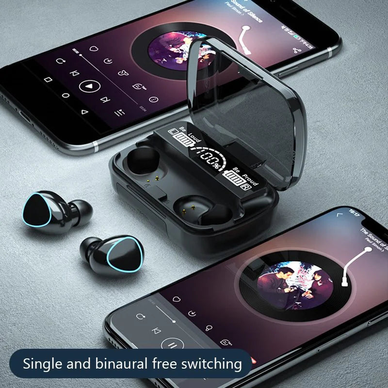 TWS Wireless Bluetooth Earbuds with LED Digital Display | 220H Battery Backup | Touch Control Waterproof Earphones with Charging Case