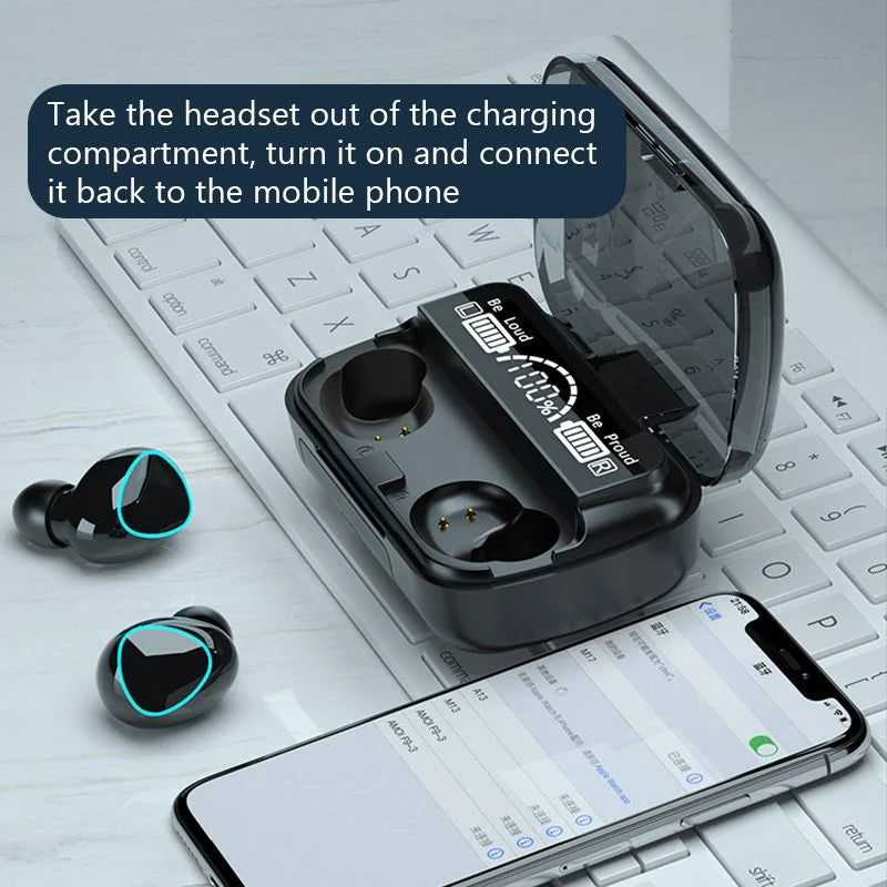 TWS Wireless Bluetooth Earbuds with LED Digital Display | 220H Battery Backup | Touch Control Waterproof Earphones with Charging Case