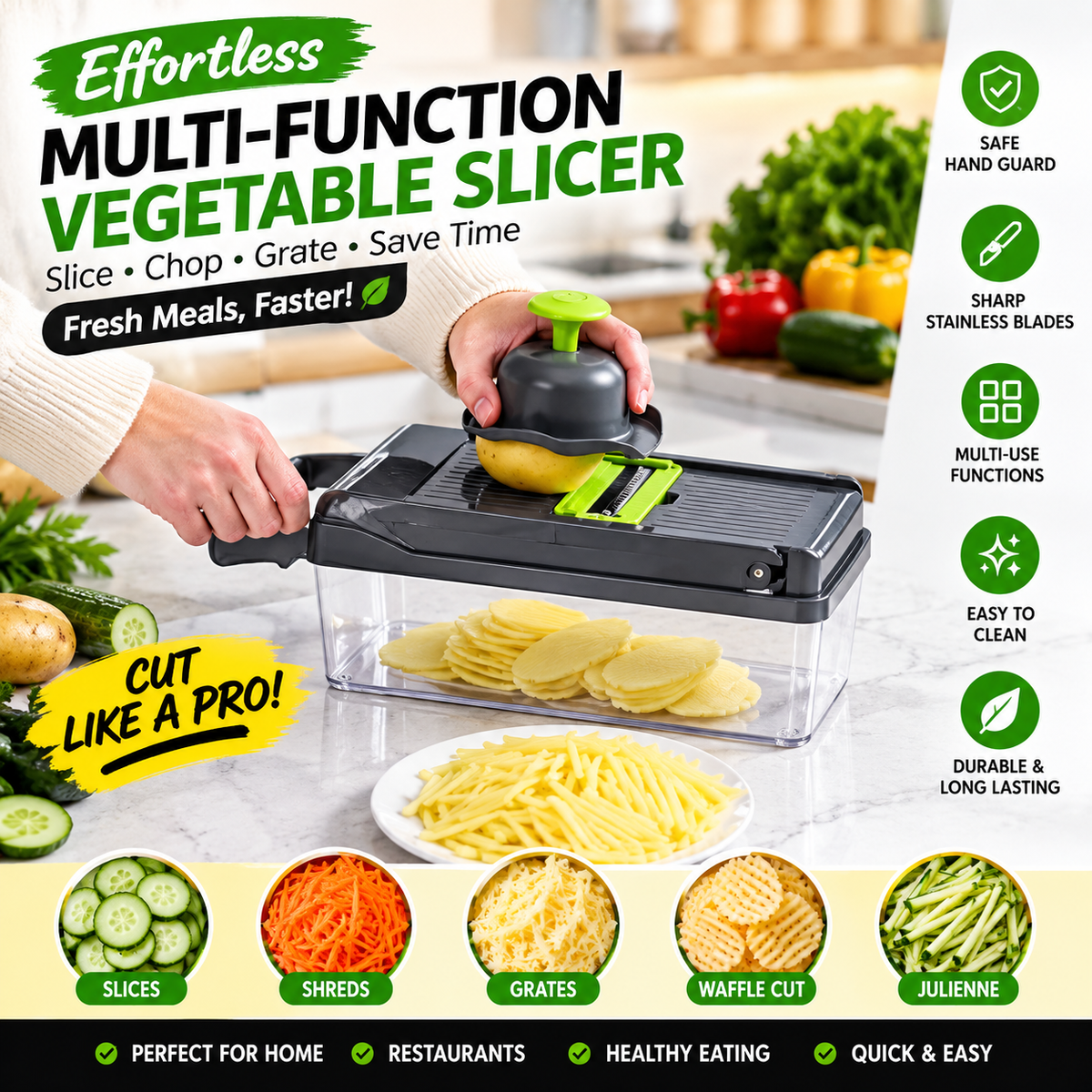 16 in 1 Handheld Vegetable Slicer, Dicer & Grater Set with Container &amp; Safety Guard